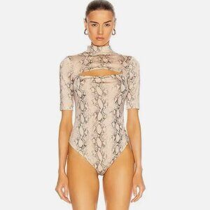 Jonathan Simkhai Python Snake Print Standard Haze Cutout Bodysuit Women's Medium
